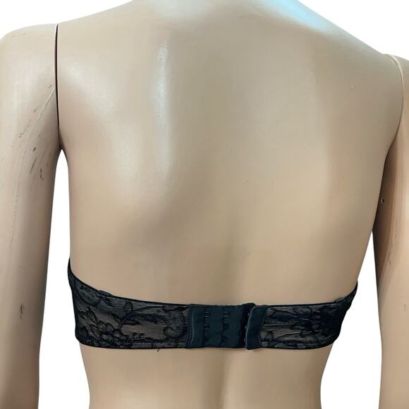 Natori Calais Strapless Bra 32B Lace Underwired Lightly Lined Molded Black Nude - Picture 4 of 10